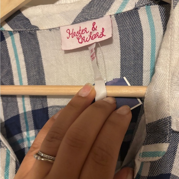 Hester & Orchard Navy and White Plaid Long Sleeve Shirt - Picture 3 of 6